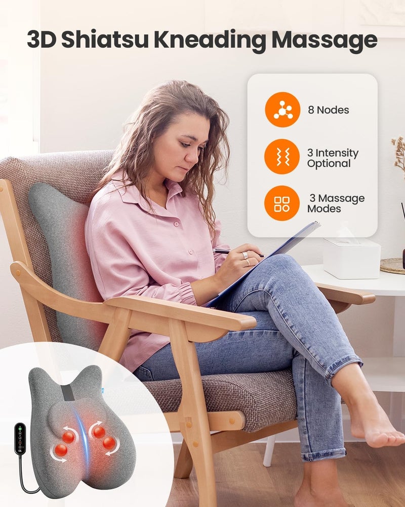 CILI Back Lumbar Support Pillow for Office Chair, Desk Chair Lumbar Back Support with Massage & Heating Function, Memory Foam Lumbar Pillow for Home Office Use - Image 4
