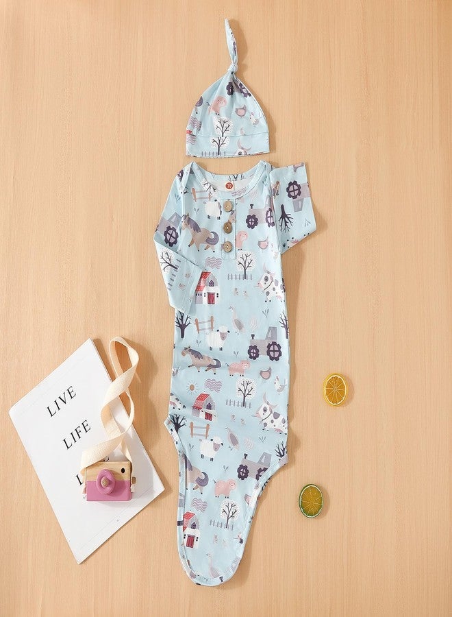 AMAWMW Newborn Neutral Farm Animal Clothes Knotted Sleeper Gown Unisex Baby Boy Girl Cow Nightgown Gifts Infant Western Outfit - Image 2