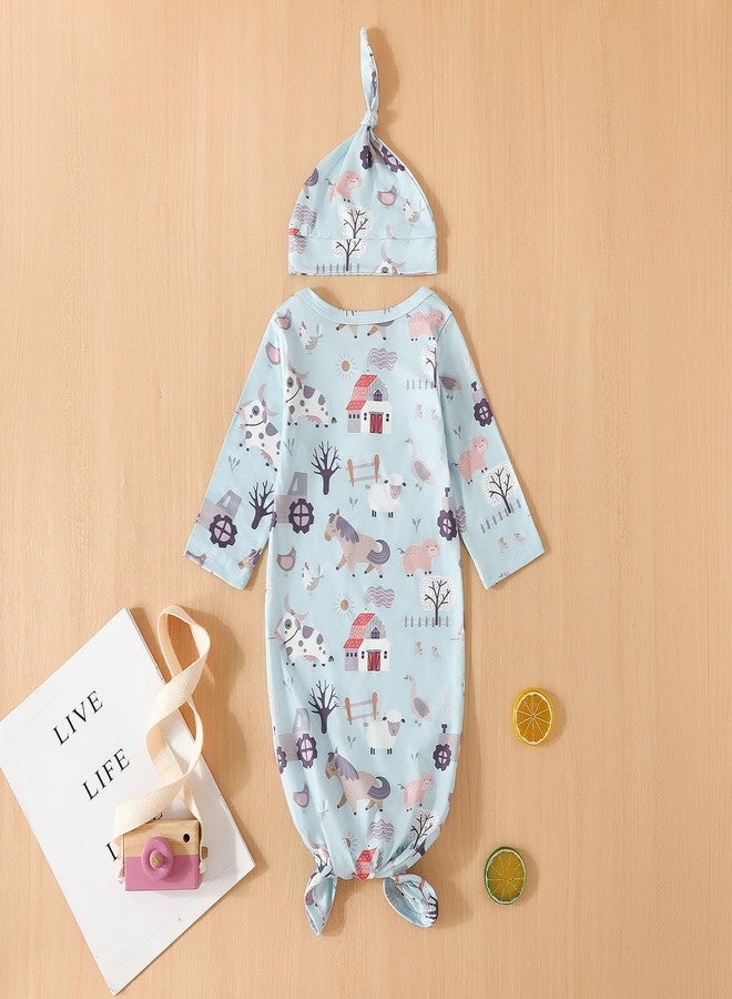 AMAWMW Newborn Neutral Farm Animal Clothes Knotted Sleeper Gown Unisex Baby Boy Girl Cow Nightgown Gifts Infant Western Outfit - Image 3