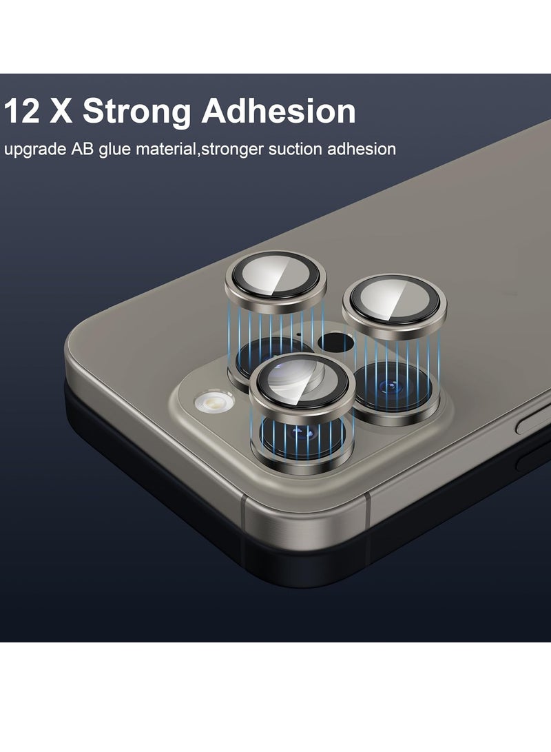 ELTRAZONE Compatible for iPhone 15 Pro Max/iPhone 15 Pro Camera Lens Protector [1:1] Precision Fit&Capture Flawless Shots]Shatterproof 9H Tempered Glass Camera Metal Ring Cover Film, Titanium Gold - Image 5