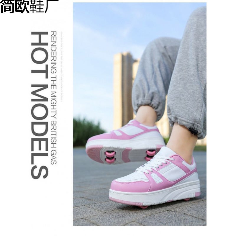 Distribution Manufacturers Direct Supply Heloo Shoes Four-Wheeled Adult Female Student Roller Shoes Detachable Children'S Shoes With Wheels - Image 3