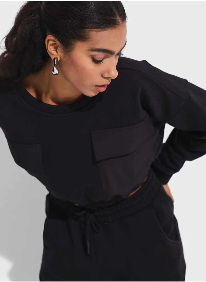 JUNE Pocket Detailed Sweatshirt Tracksuit Set