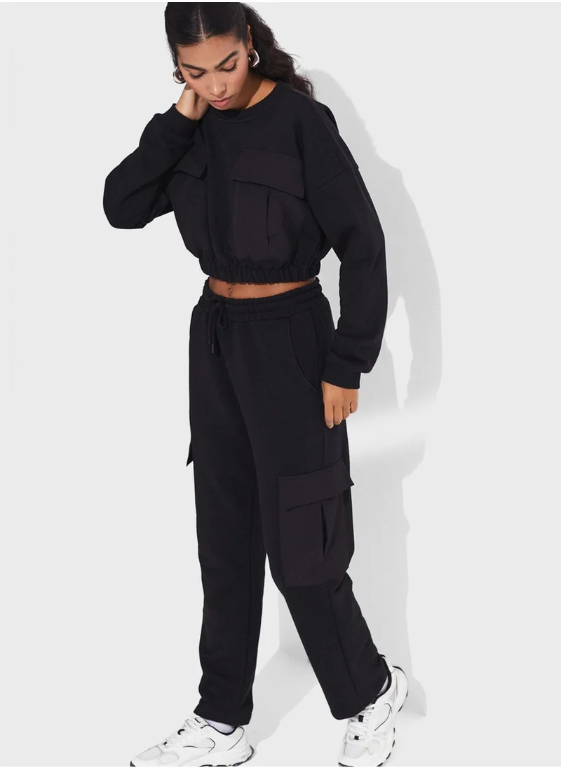JUNE Pocket Detailed Sweatshirt Tracksuit Set