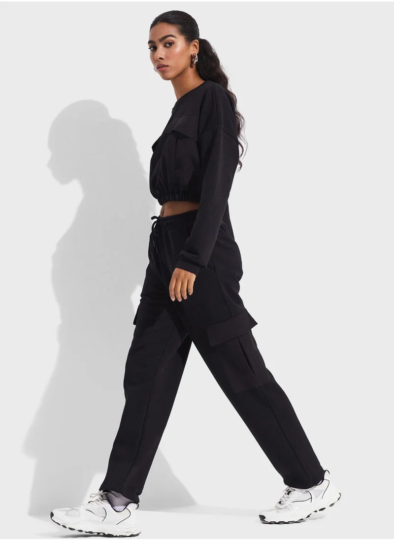 JUNE Pocket Detailed Sweatshirt Tracksuit Set