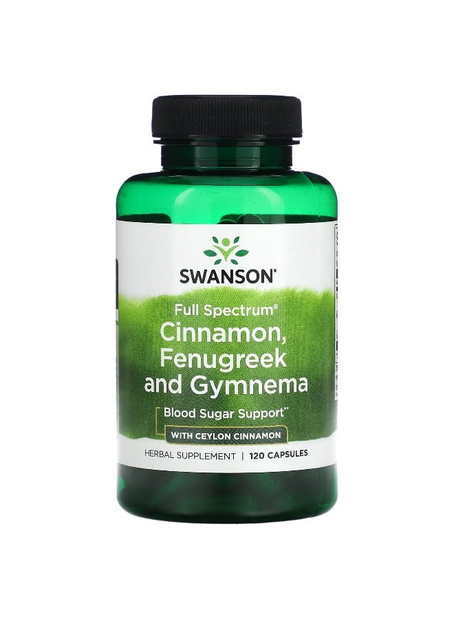 Swanson, Full Spectrum Cinnamon, Fenugreek, & Gymnema with Ceylon Cinnamon, 120 Capsules - Image 1
