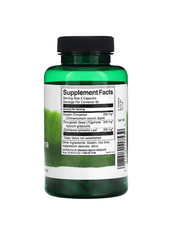 Swanson, Full Spectrum Cinnamon, Fenugreek, & Gymnema with Ceylon Cinnamon, 120 Capsules - Image 2