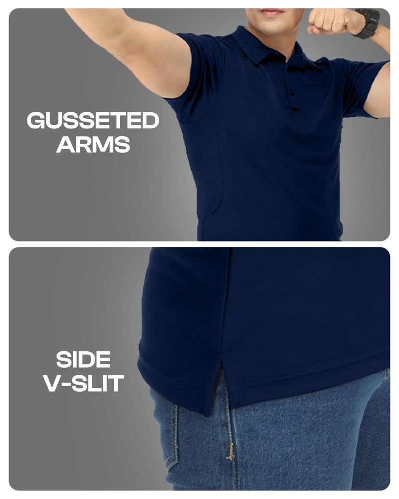 NY Threads Men's Polo Shirt Short Sleeves UPF 50+ Quick Dry Performance Tactical Pique Jersey Golf Shirt, XX-Large, Navy Blue - Image 5