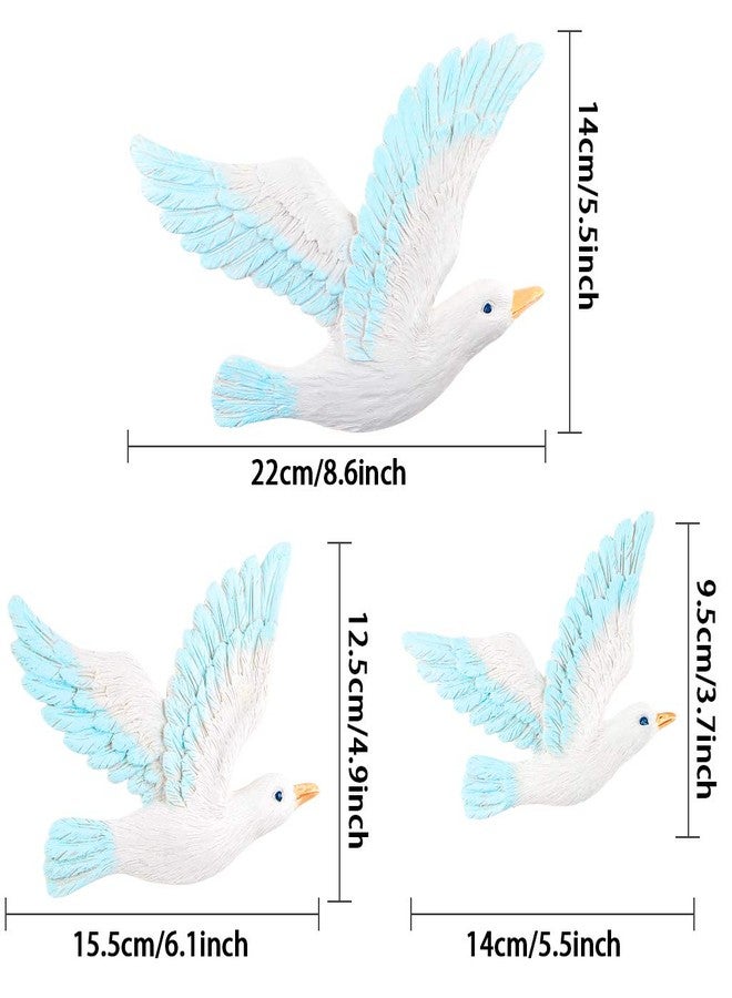 MDLUU 3 Pcs Seagull Wall Art, Seagull Wall Hanging Decor, Seagull Wall Plaques for Beach Theme Bedroom, Coastal Theme Living Room Decor - Image 3