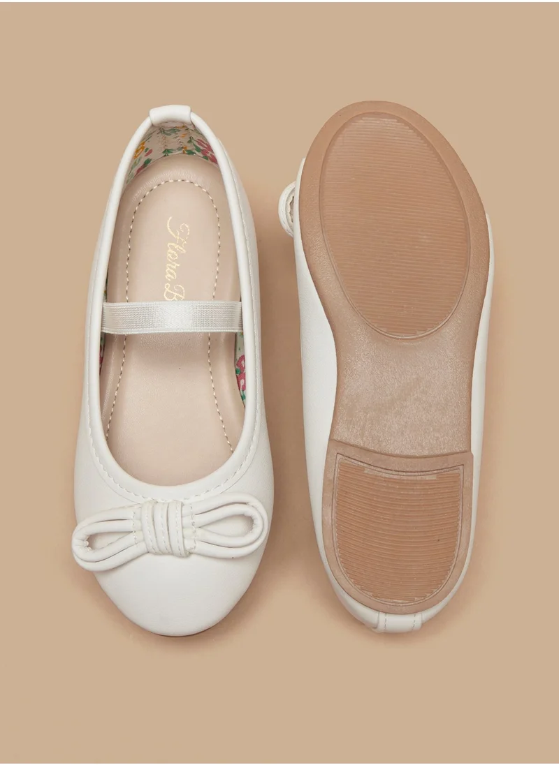 Flora Bella By Shoexpress Bow Accented Round Toe Slip On Ballerina Shoes