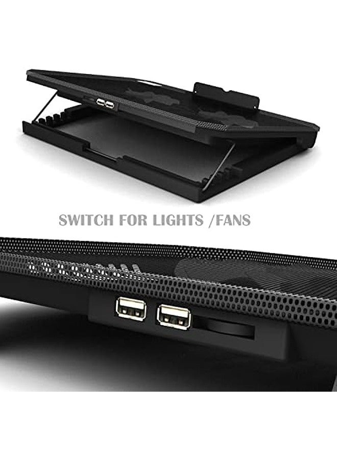 سكاي تاتش Laptop Cooling Pad with Dual 5.5” Fans | USB Powered Cooler with Foldable Back Feet Stand | Double-Sided Airflow for 13‑15.6" Laptops - Image 3