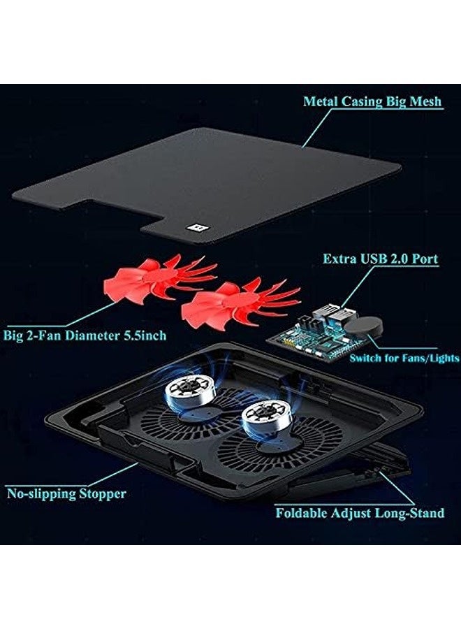 سكاي تاتش Laptop Cooling Pad with Dual 5.5” Fans | USB Powered Cooler with Foldable Back Feet Stand | Double-Sided Airflow for 13‑15.6" Laptops - Image 5