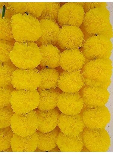 ESPLANADE ESPLANADE Artificial Marigold Flower Garlands for Home D�cor - Pack of 5 Strings - Lemon Colour - 4 to 4.5 Feet Length 