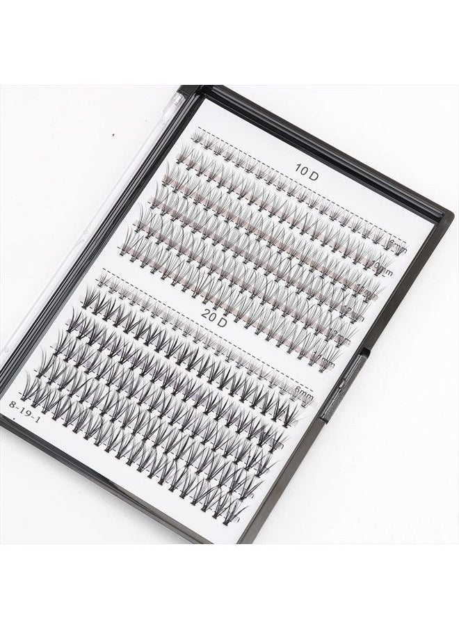 Bodermincer 240PCS 10D /20D Mixed,8-12mm,10-14mm,12-16mm,14-18mm,16-20mm and Under Eyelashes Mixed Cluster C Curl Natural False Eyelash Extension Soft Lashes Individual Eyelashes (10-14mm Mixed)  - Image 1