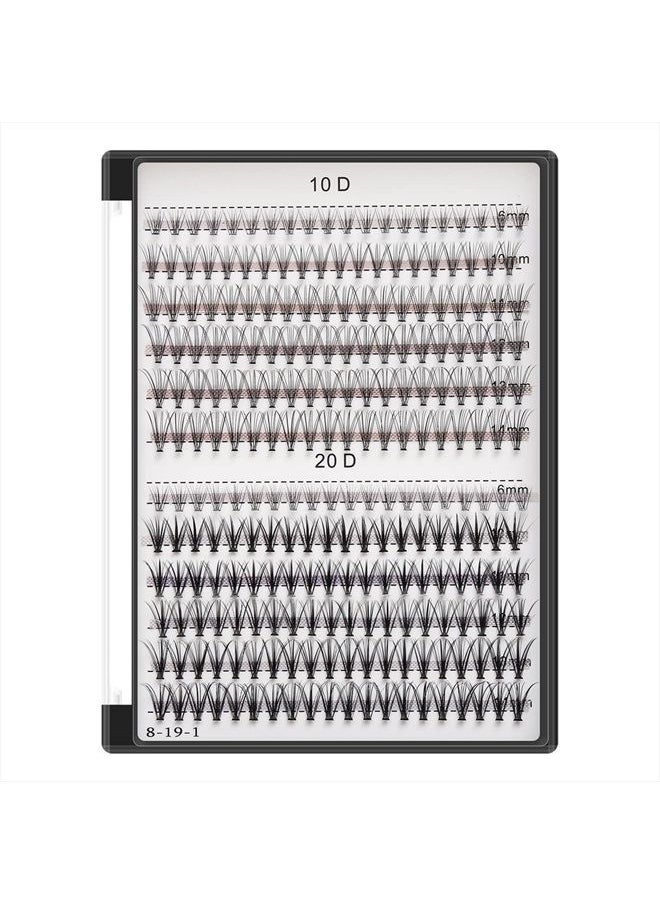 Bodermincer 240PCS 10D /20D Mixed,8-12mm,10-14mm,12-16mm,14-18mm,16-20mm and Under Eyelashes Mixed Cluster C Curl Natural False Eyelash Extension Soft Lashes Individual Eyelashes (10-14mm Mixed)  - Image 2