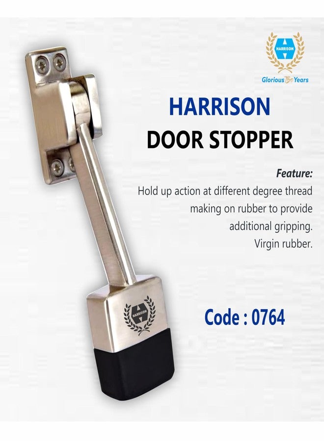 HARRISON 0764 Premium Zinc 4.5 inch Door Stopper Rubber Tip Powerful Working with Screw | Wooden Door Stopper to Stop Door for All Door Home | Office, Hotel (Chrome Finish, Pack of 1) - Image 2