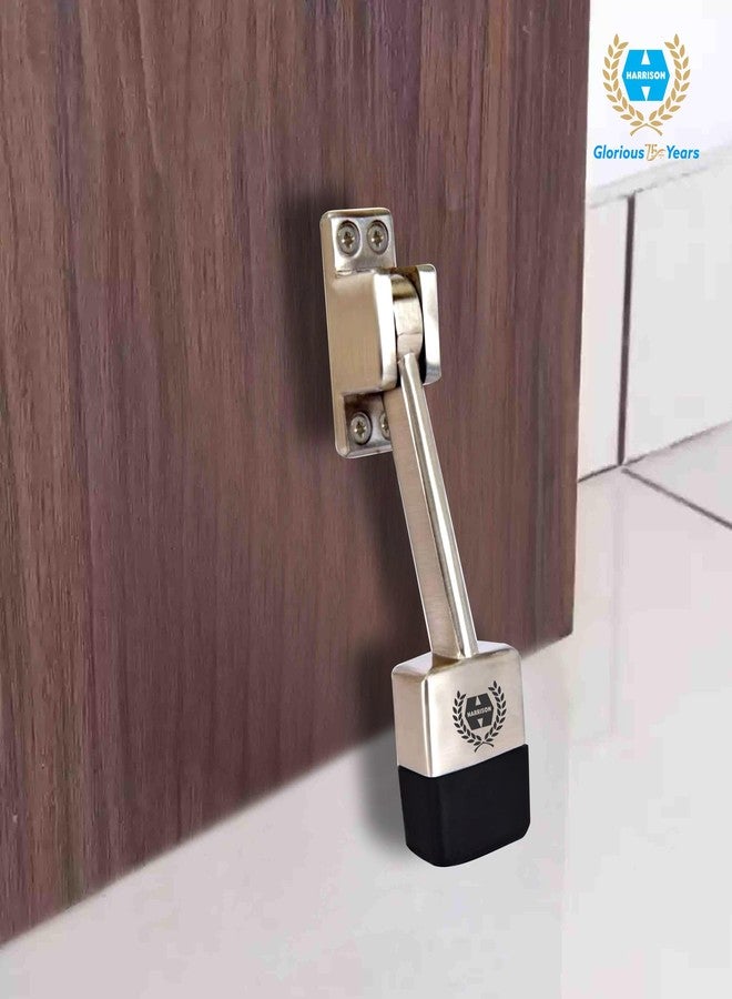 HARRISON 0764 Premium Zinc 4.5 inch Door Stopper Rubber Tip Powerful Working with Screw | Wooden Door Stopper to Stop Door for All Door Home | Office, Hotel (Chrome Finish, Pack of 1) - Image 1