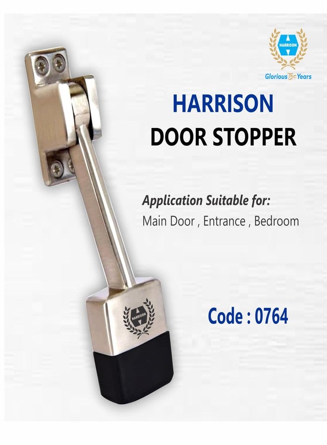 HARRISON 0764 Premium Zinc 4.5 inch Door Stopper Rubber Tip Powerful Working with Screw | Wooden Door Stopper to Stop Door for All Door Home | Office, Hotel (Chrome Finish, Pack of 1) - Image 3