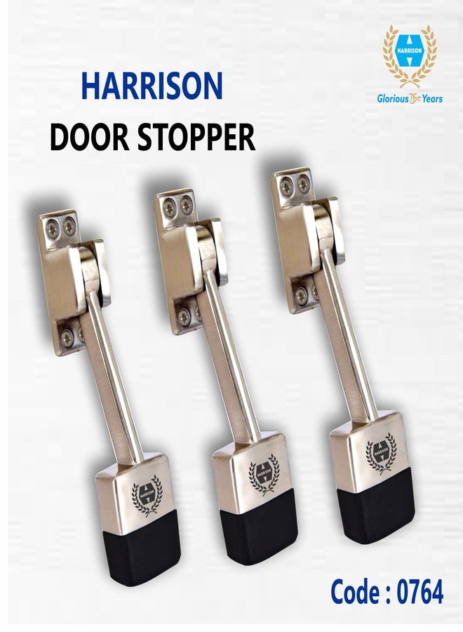 HARRISON 0764 Premium Zinc 4.5 inch Door Stopper Rubber Tip Powerful Working with Screw | Wooden Door Stopper to Stop Door for All Door Home | Office, Hotel (Chrome Finish, Pack of 1) - Image 4