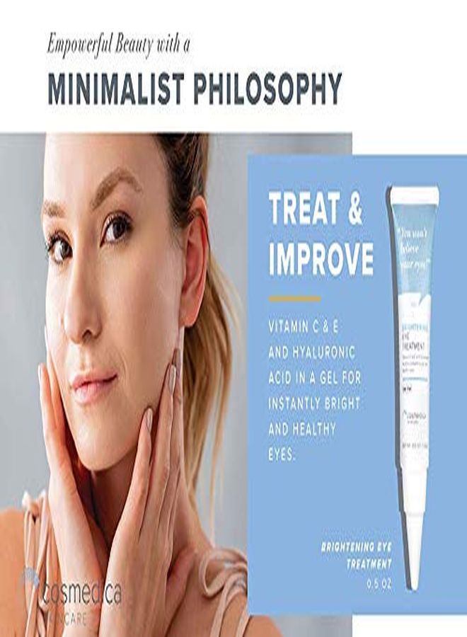 Cosmedica Skincare New Brightening Eye Gel With Hyaluronic Acid, Vitamin C & E, Peptides For Dark Circles Puffiness, Wrinkles, Fine Lines, Crows Feet, Dark Spots For A More Radiant Appearance 0.5 Fl Oz (15 Ml)  - Image 2