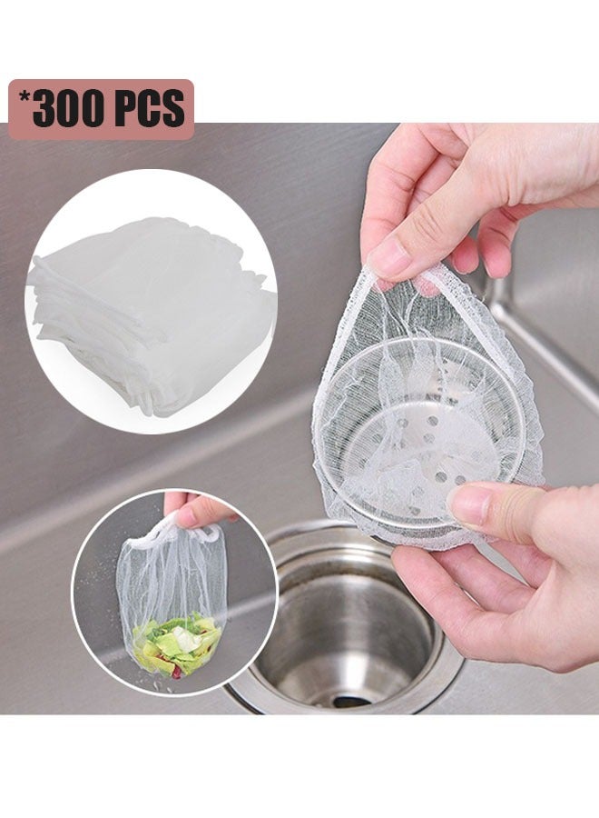 300 PCS Disposable Mesh Sink Garbage Bags Kitchen Sink Strainer Net Bag for Collecting Kitchen Food Scraps and Leftover Waste  - Image 1