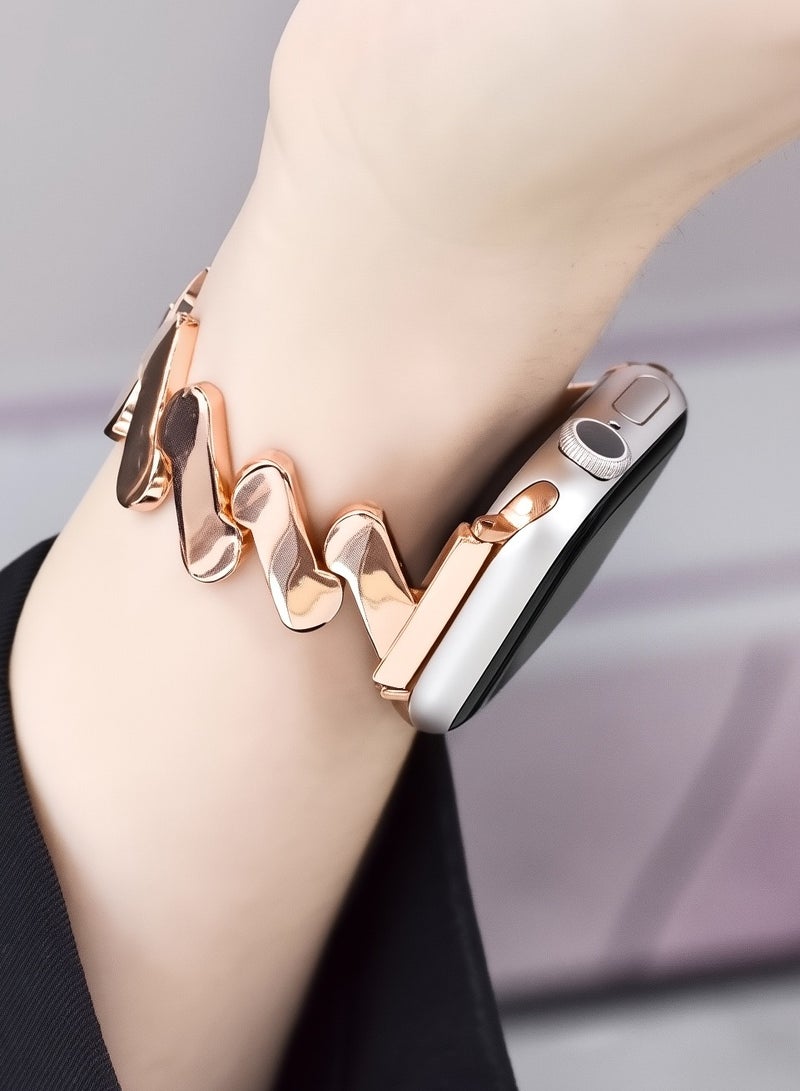 Rose gold, metal wavy pattern, watch band,Iwatch band, Apple Watch band, 38mm40mm41mm42mm, compatible with all series of S11 S10 S9 S8 SE - Image 3