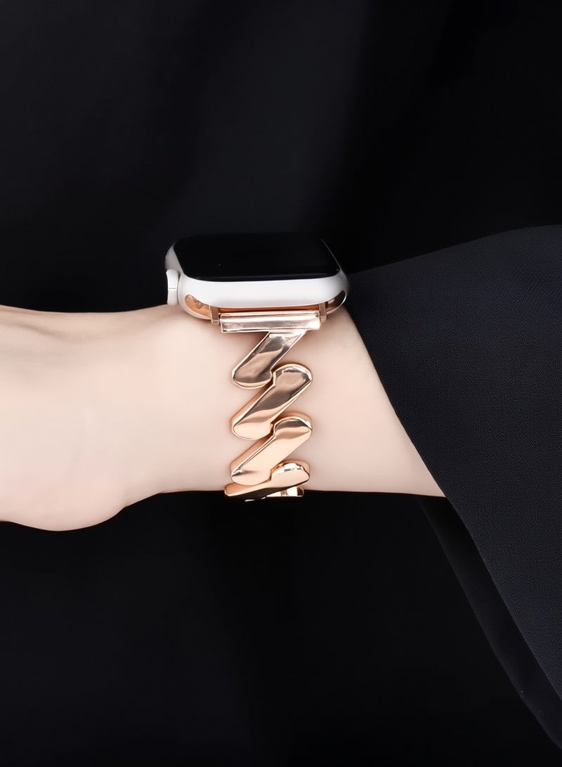 Rose gold, metal wavy pattern, watch band,Iwatch band, Apple Watch band, 38mm40mm41mm42mm, compatible with all series of S11 S10 S9 S8 SE - Image 2