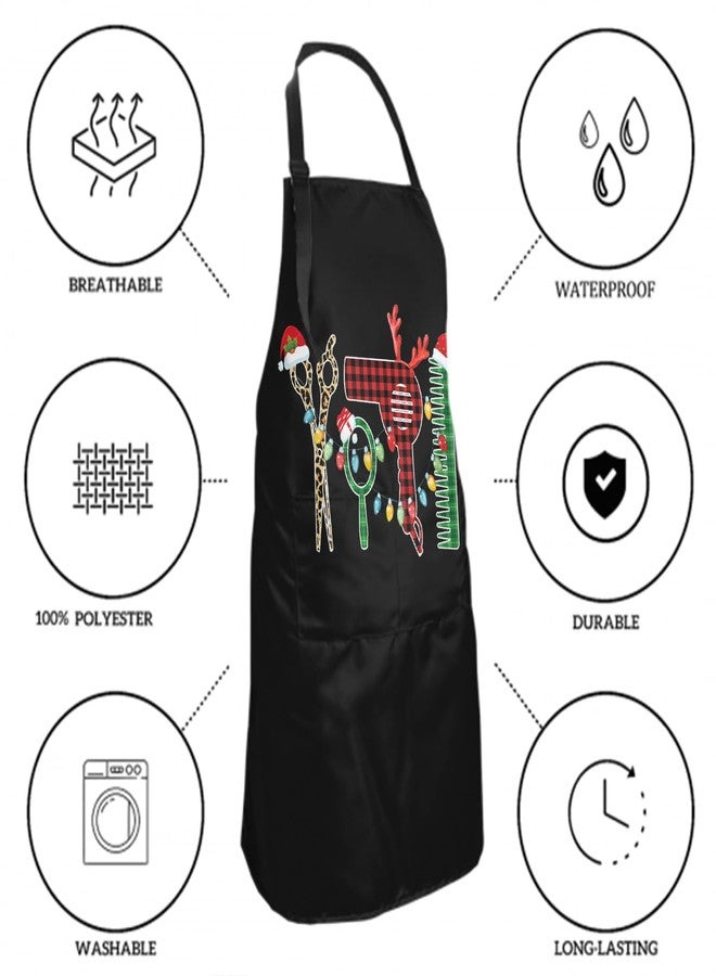 Granbey Hair Stylist Apron Hairstylist Salon Apron with Buffalo Plaid Tools and 2 Pockets Waterproof Hairdresser Barber Aprons Christmas Gifts for Hairdressers Cosmetology Gifts for Women Men - Image 3