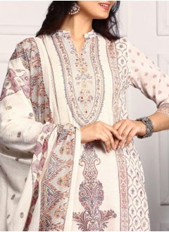 ISHIN Regular Fit Embellished Pattern Round Neck Neck Three-Quarter Sleeve Multicolour Colour Knitted Cotton Kurta Set for Women with Mid-Rise Closure - Unmatched Grace and Comfort  - Image 2