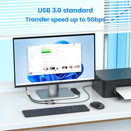 MOGOOD USB 3.0 Splitter 1 in 2 Out, 5Gbps Y Cable, Aluminum Shell & Braided Nylon, Durable USB Port Expander Hub for Laptop, Mac, PC, TV, PS5, Printer – Not for CarPlay/Android Auto - Image 4