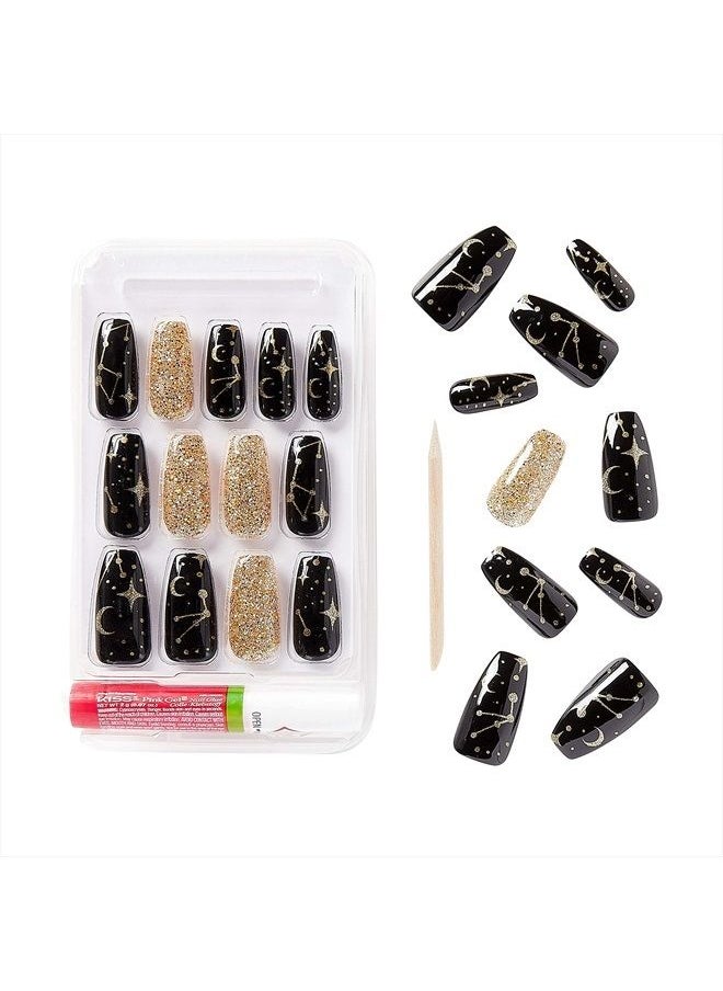 Goldfinger Gold Finger Gel Glam Design Nail, Press On Nails, Gel Nail Kit, Polish Free Manicure Long Length (GD16)  - Image 4