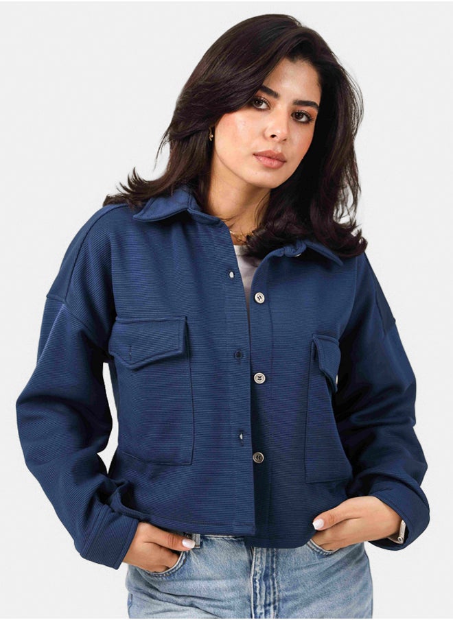 SHECHICK Shechick Cardone Navy Crop Shirt  - Image 1