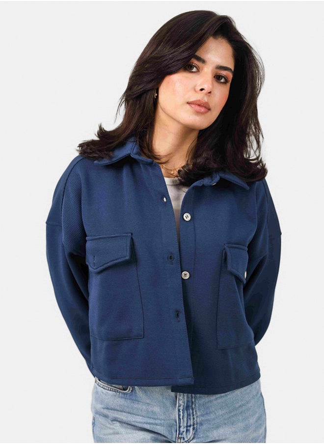 SHECHICK Shechick Cardone Navy Crop Shirt  - Image 3