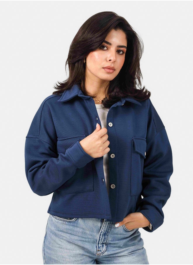SHECHICK Shechick Cardone Navy Crop Shirt  - Image 2