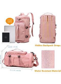 MIXDE Sports Gym Bag for Men Women,Travel Duffel Totes Bag Lightweight Backpack Carry on Luggage Bags with Shoes Compartment Adjustable Strap for Yoga Swimming Waterproof Dance Bag (Pink)  - Image 3