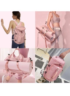 MIXDE Sports Gym Bag for Men Women,Travel Duffel Totes Bag Lightweight Backpack Carry on Luggage Bags with Shoes Compartment Adjustable Strap for Yoga Swimming Waterproof Dance Bag (Pink)  - Image 2