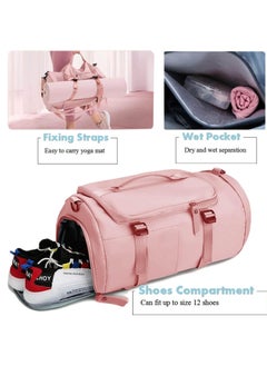 MIXDE Sports Gym Bag for Men Women,Travel Duffel Totes Bag Lightweight Backpack Carry on Luggage Bags with Shoes Compartment Adjustable Strap for Yoga Swimming Waterproof Dance Bag (Pink)  - Image 5
