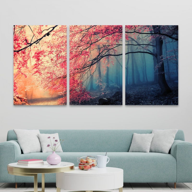 Marktna Three luxurious modern canvas prints with a hollow frame, measuring (90×40), three pieces - Image 1
