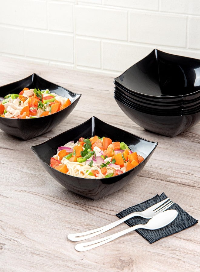 Restaurantware Moderna 32 Ounce Fancy Plastic Bowls 10 Square Disposable Salad Bowls - Durable Heavy-duty Black Plastic Bowls For Warm And Cold Foods - Image 5
