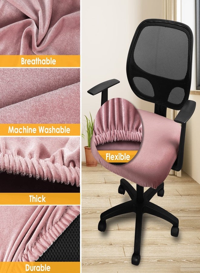 يكو أغطية وسائد مقاعد الكراسي المخملية من ييكو، مناسبة لكراسي الكمبيوتر المكتبية مقاس 14.96-18.89 بوصة، مزودة بأحزمة، قابلة للغسل، لحماية الكراسي، مثالية للمنزل، غرفة الطعام، البار، حفلات الزفاف (وردي، 1) - Image 3