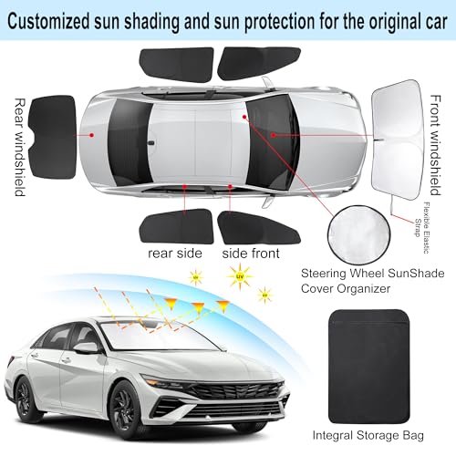TINGLU Window Shades for Hyundai Elantra 2021-2025 2026 Accessories Car Side Full Windows Rear Triangular Windshield Sun Shade Sun UV Rays Privacy Protection 6PCS - Image 3
