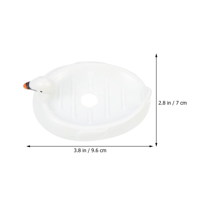 White Ceramic Swan Soap Dish With Drainage For Bathroom Sink And Shower Use - Image 3