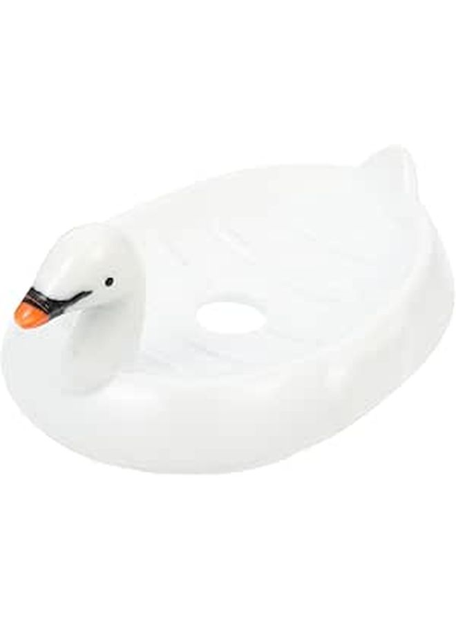 White Ceramic Swan Soap Dish With Drainage For Bathroom Sink And Shower Use - Image 1