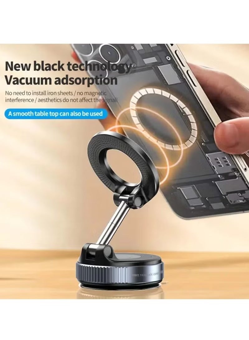 حامل هاتف مغناطيسي لشفط الفراغ K007، حامل هاتف للسيارة يدور 360 درجة، حامل هاتف مغناطيسي محمول - أسود - Image 3