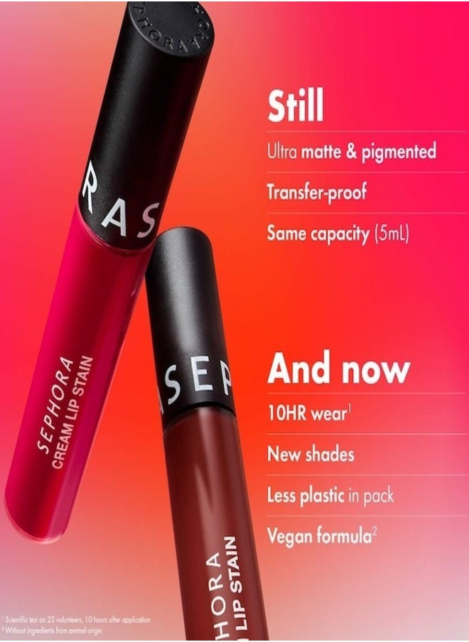 SEPHORA - SEPHORA COLLECTION Cream Lip Stain 10HR Liquid Lipstick 127 Frozen Pomegranate - Matte Berry Red  – Long-Lasting, Matte Brown Pink, High-Pigment & Transfer-Resistant (5ml) - Image 1