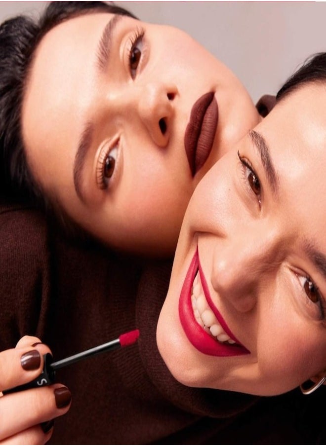 SEPHORA - SEPHORA COLLECTION Cream Lip Stain 10HR Liquid Lipstick 127 Frozen Pomegranate - Matte Berry Red  – Long-Lasting, Matte Brown Pink, High-Pigment & Transfer-Resistant (5ml) - Image 1