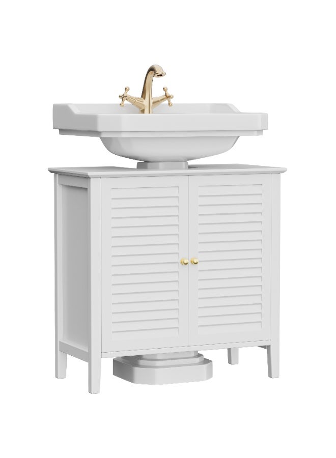 دوهوان خزانة تخزين الحمام تحت الحوض - خزانة مغلقة للأحواض ذات القاعدة، منظم قائم بذاته للحمام والمطبخ والمرحاض - Image 1