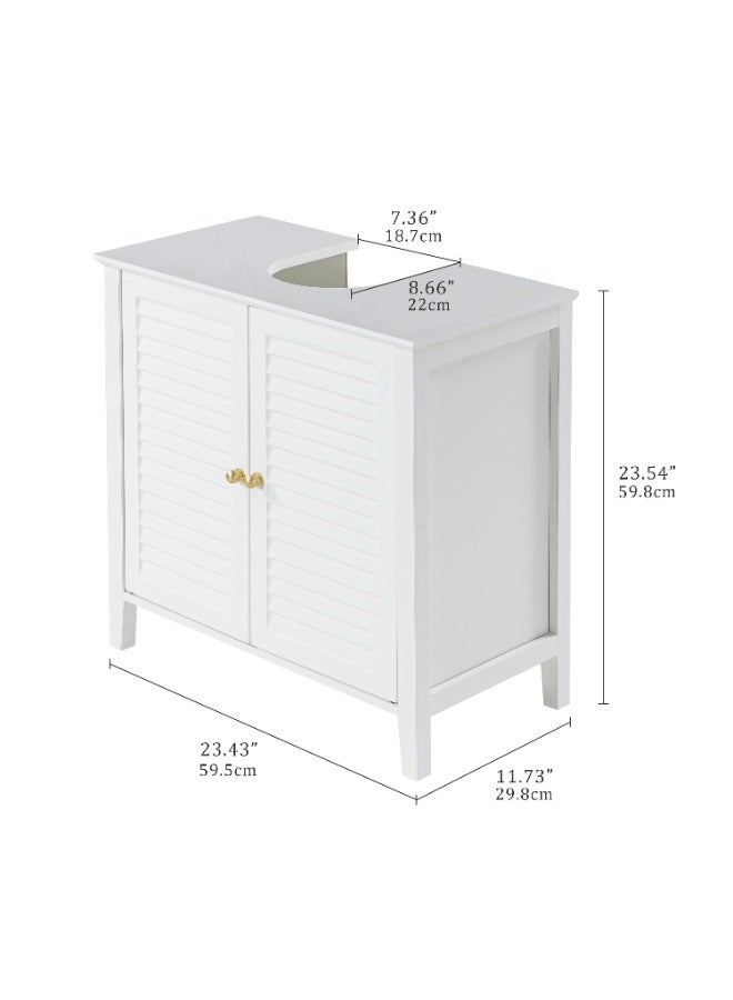 دوهوان خزانة تخزين الحمام تحت الحوض - خزانة مغلقة للأحواض ذات القاعدة، منظم قائم بذاته للحمام والمطبخ والمرحاض - Image 2