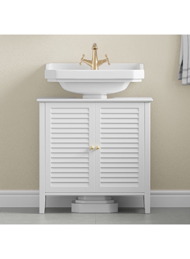 دوهوان خزانة تخزين الحمام تحت الحوض - خزانة مغلقة للأحواض ذات القاعدة، منظم قائم بذاته للحمام والمطبخ والمرحاض - Image 3