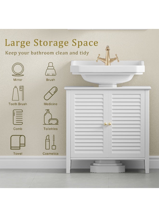 دوهوان خزانة تخزين الحمام تحت الحوض - خزانة مغلقة للأحواض ذات القاعدة، منظم قائم بذاته للحمام والمطبخ والمرحاض - Image 4