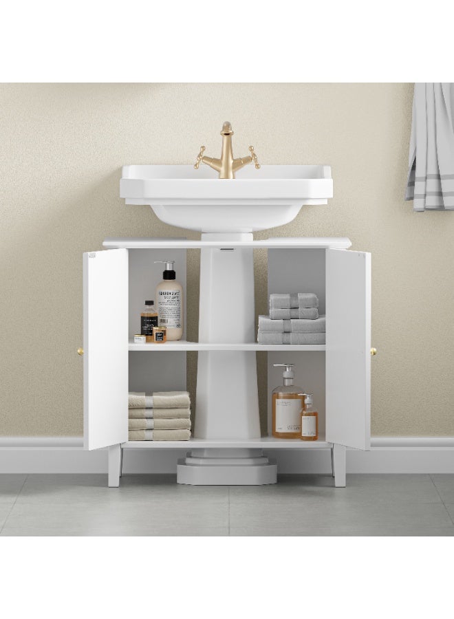 دوهوان خزانة تخزين الحمام تحت الحوض - خزانة مغلقة للأحواض ذات القاعدة، منظم قائم بذاته للحمام والمطبخ والمرحاض - Image 5